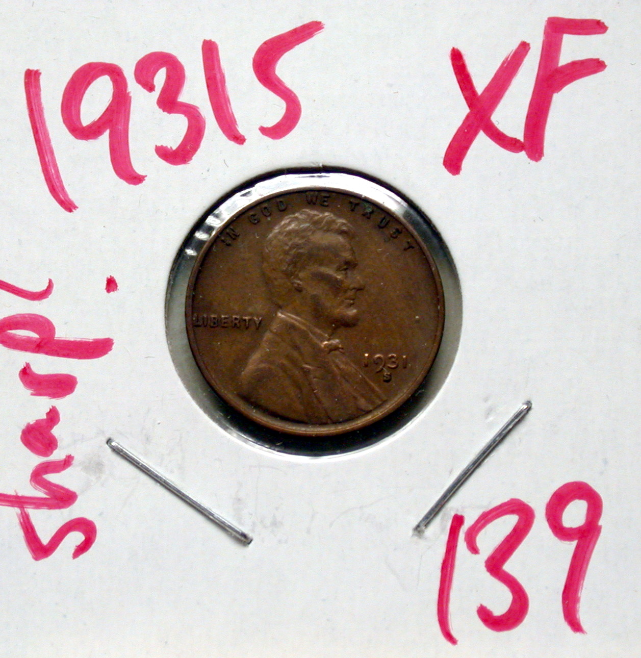 1931 S Lincoln Cent in Xtra-Fine - Click Image to Close